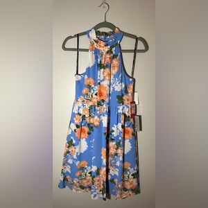 Vince Camuto Floral Dress in Blue and Peach